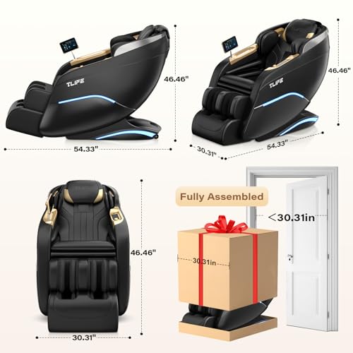 TLIFE Massage Chair Full Body, 160°Zero Gravity Recliner with Body Scan, 50" SL-Track Shiatsu Massage Chair, Fixed Point M...