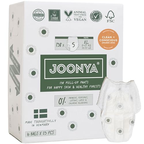 Joonya Pull-Up Pants Baby Diapers, Size 5 XL (24-37 lb) - 1 Bag of 23 - Non Toxic, Eco-Friendly, High Absorbency, Overnigh...