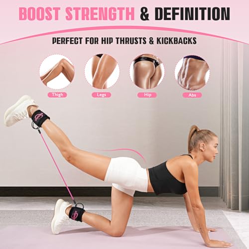 KRNIUC Ankle Resistance Bands with Cuffs, Resistance Bands for Working Out, Home Gym Workout Equipment for Women, Pilates ...