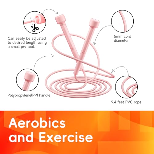 5 Pack Adjustable Jump Rope for Fitness and Exercise,Lightweight PVC Skipping Rope for Men,Women and Kids-Tangle-Free for ...
