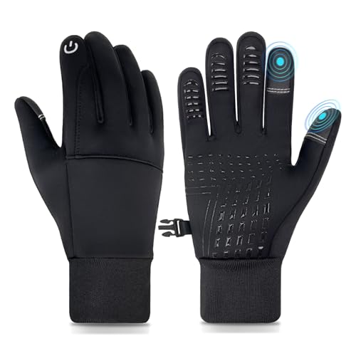 HOPSOOKEN Winter Gloves for Men Women Touch Screen Waterproof Fleece Warm Windproof Thermal Gloves for Running Cycling Dri...