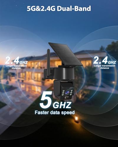 YULIOKPP 2PCK Wireless Outdoor Security Camera - 5G & 2.4G Wi-Fi Outdoor Camera, 2K Pan/Tilt 360° View, Solar/Battery Powe...
