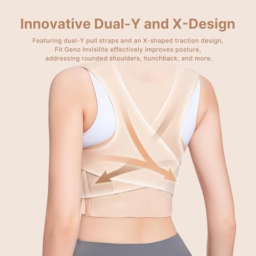 Fit Geno Posture Corrector for Women Invisilite: Invisible Lightweight Back Brace for Neck Shoulder & Upper Back Pain Reli...