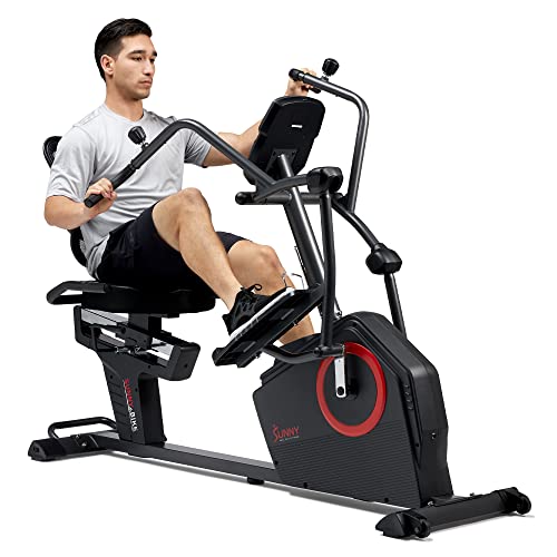 Sunny Health & Fitness Elite Recumbent Cross Trainer & Elliptical Machine with Arm Exercisers for Home Arm/Leg Training, E...