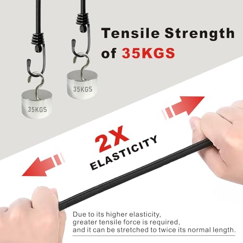 BEXSLE Bungee Cords with Hooks, Heavy Duty Outdoor Elastic Bungee Straps，No Odour Industrial Grade Bungee Rope for Securin...