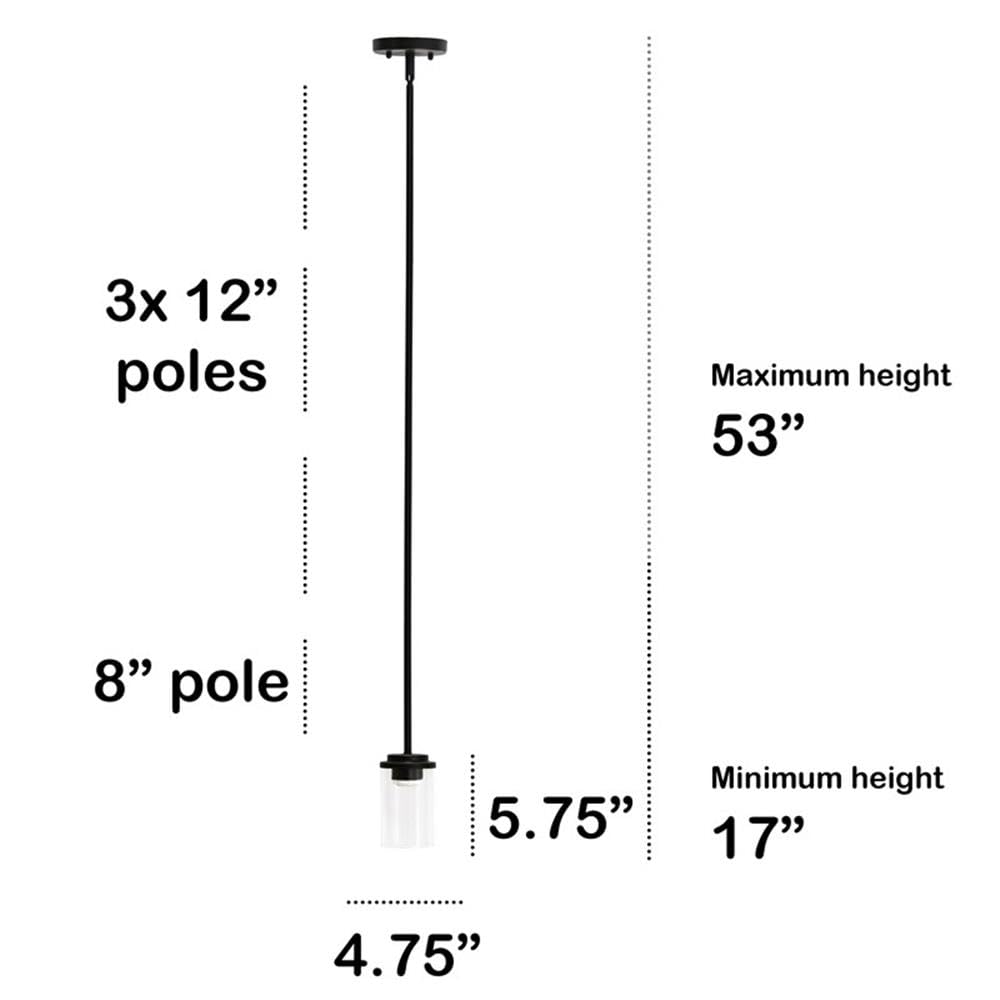 Lalia Home 1-Light Glass Pendant Fixture, 5.75in Adjustable, Restoration Bronze, Iron, Model 1270-LHP-3011-RZ