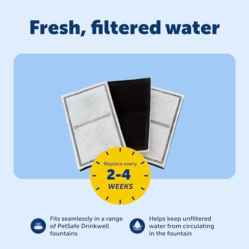 PetSafe Drinkwell Replacement Filter Pack for Outdoor Dog Water Fountain, 3 Carbon Filters & 1 Foam Filter