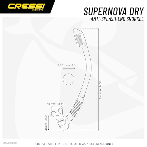 Cressi Adult Diving Dry Snorkel with Splash Guard and Top Valve - Supernova Dry: Designed in Italy