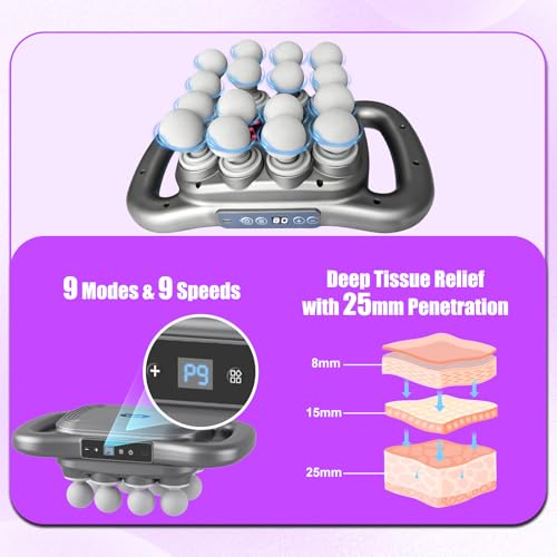 Homlume Massage Gun Deep Tissue with 16 Heads, 9 Modes & 9 Levels – Full Body Muscle Massager for Fascia, Electric Percuss...