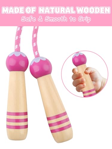 Jump Rope for Kids, Lorvain Adjustable Skipping Rope, Kids Jump Ropes with Wooden Handle for Girls Boys, Weighted Jumping ...