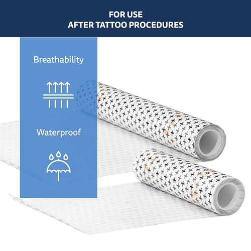Recovery Aftercare Derm Shield Tattoo Cover Up Patch - Latex-Free & Waterproof Tattoo Aftercare Bandage - Transparent Matt...