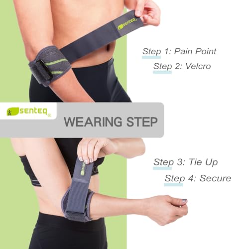 SENTEQ Elbow Brace Support Strap - Forearm Compression Sleeve, Tennis Elbow Brace for Men and Women, Fit Wrap Band for Wei...