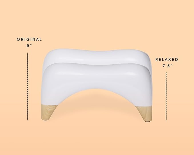 TUSHY Ottoman: A Premium Toilet Stool for The Bathroom, Modern Sleek Design | Squatting Position Helps Improves Bowel Health & Relieves Constipation (Relaxed 7.5" White/Brushed Nickel)