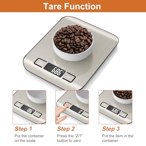 CROWNFUL Food Scale, 11 lb Digital Kitchen Scales with Built-in Coin Battery, Weight Ounces and Grams for Cooking and Baki...