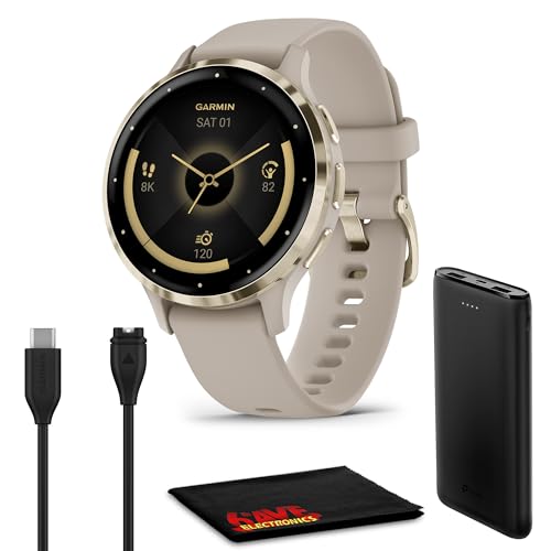 Garmin Venu 3S Advanced Fitness & Health Tracker Smart Watch Soft Gold Stainless Steel Bezel with 41 MM French Gray Case a...