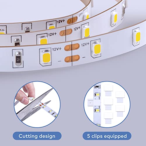 Govee White LED Strip Lights, Upgraded 16.4ft Dimmable LED Light Strip 6500K Bright Daylight White, Strong Adhesive, 300 L...