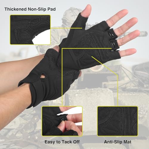 Towintec Fingerless Tactical Gloves, Padded Lightweight Breathable Climbing Glove for Rock, Motorcycle, Climbing, Cycling,...