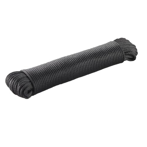 ANMOFLY Black Dacron Polyester Rope 1/8 Inch 100ft,High Density UV Resistant Braided Cord,Professional Grade for Marine,Ca...