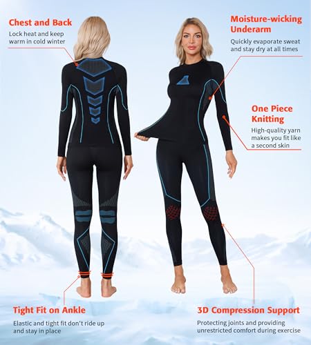 ATTRACO Womens Thermal Underwear Top and Bottom Sets Women Long Johns Warm Base Layer for Cold Weather