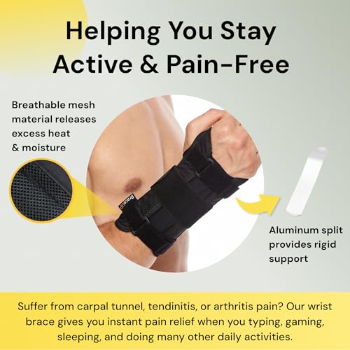 BraceUP Carpal Tunnel Wrist Brace for Men and Women - Metal Wrist Splint for Hand and Wrist Support and Tendonitis Arthrit...