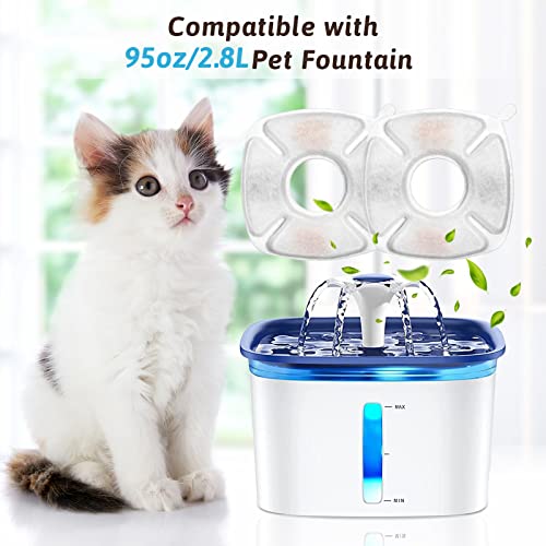 24 Pcs Cat Fountain Replacement Filters 12 Pack Cat Water Fountain Replacement Filters with 12 Pack Pre-Filter Sponges, Pe...