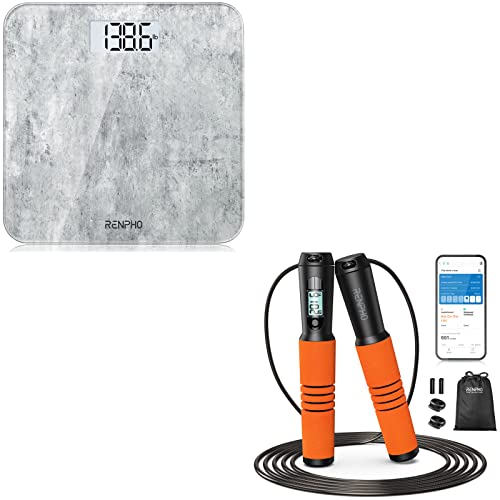RENPHO Digital Bathroom Scale Cement Pattern, Smart Jump Rope Orange