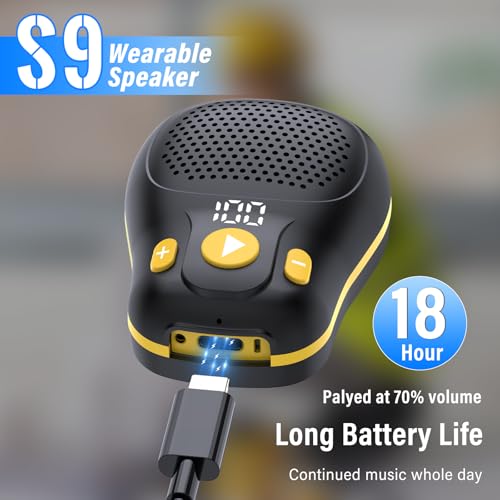 ZYHKON Wearable Bluetooth Speaker, Clip-on Wireless Portable Speakers, IP56 Waterproof Clip Speaker Up to 18 Hours Battery...