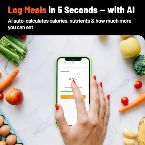ExerScale AI Smart Scale with Body Weight Prediction, BMI, Body Fat, Muscle Mass, Workout, Food Tracking, Bluetooth Digita...