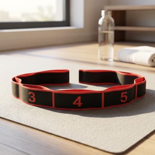 Fitness Resistance Band for Stretching and Yoga – 8-Section Elastic Training Band with Numbered Markings for Pilates & Ful...