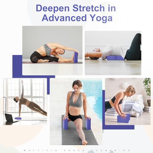 2 Pack Yoga Block, Premuim EVA Foam Block, Durable Non-slip Exersice Block for Yoga, Pilates, General Fitness, Stretching,...