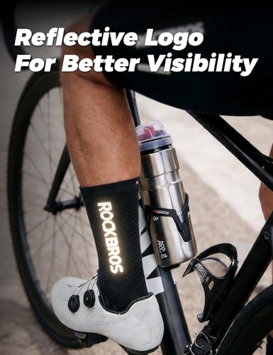 ROCKBROS Cycling Socks,Crew Length,Breathable & Non-Sticky with reflective logo,All Seasons for Men Women Bike Socks