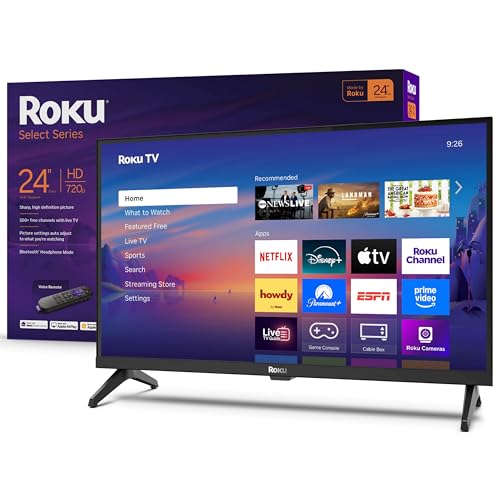Roku Smart TV 2025 – 24-Inch Select Series, 720p HD TV – Roku TV with Voice Remote – Flat Screen LED Television with Wi-Fi...