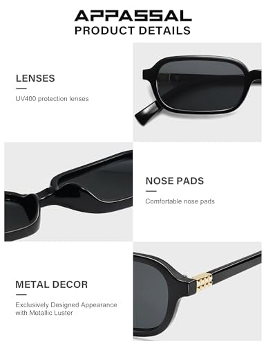 Appassal Retro Rectangular Sunglasses for Women Vintage 2026 Fashion Trendy Funny Small 90s Square Sunnies AP3698