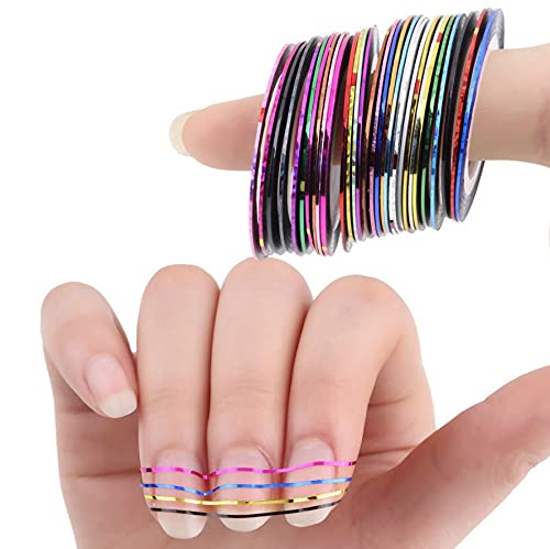 Artdone 38Pcs Nail Striping Tape Lines Kit With Nail Art Pens Dotting Tools And Liner Brushes For Gel Polish Small Detail Drawin