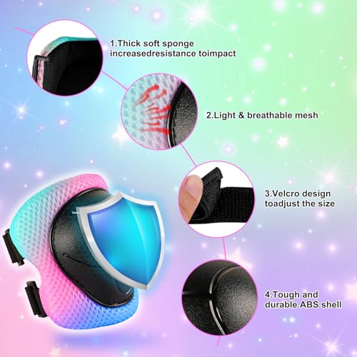 Kids Bike Helmet for 3-5-8-14+ Age Girls and Boys, Kids Helmet with Knee Pads Elbow Pads Wrist Guards,Ventilation Multi-Sp...