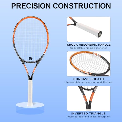 bo'weiqi 27" Recreational Tennis Racket Set 2 Players Lightweight Pre-Strung Tennis Racquets for Beginners, Including 3 Ba...