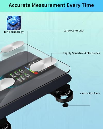 arboleaf Smart Scale for Body Weight and Fat, High-Precision Digital Bathroom Scale with 4-Electrode BIA, 7-in-1 Display f...