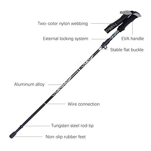 Kelendle Collapsible Trekking Pole Aluminum Ultralight Travel Trekking Hiking Pole for Men and Women