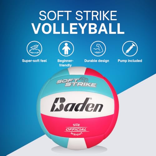 Baden | Soft Strike | Cushioned Synthetic Leather Recreational Volleyball | Indoor/Outdoor for Beginners & Youth | Officia...