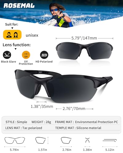 Polarized Sports Sunglasses for Men Women Youth Baseball Running Cycling Driving Fishing Tennis Golf Motor TAC UV400 TR90