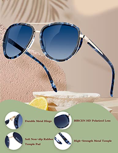 BIRCEN Polarized Sunglasses for Women UV - Protection Womens Retro Mirrored Shades with Acetate Frame BC2001