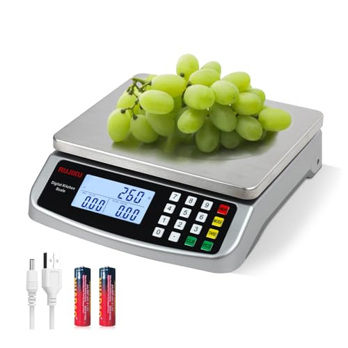 Food Scale 88lb/40kg Large Digital Kitchen Scale 0.05oz/1g with Price Computing Commercial Scale 304 Stainless Steel gram ...