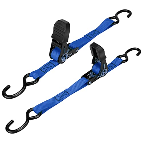 PAULINN Boat Trailer Tie-Downs Straps 1 Inch x 4 FT, 2400 LBS Heavy Duty Adjustable Transom Tie Down Straps Ratchet w/Quic...