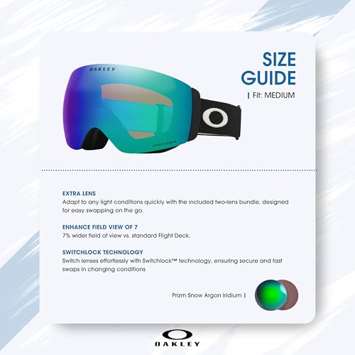 Oakley Flight Deck Pro M/L Ski Goggles For Men For Women OO7138, OO7139 + SPARE Lens Bag + BUNDLE with Care Kit