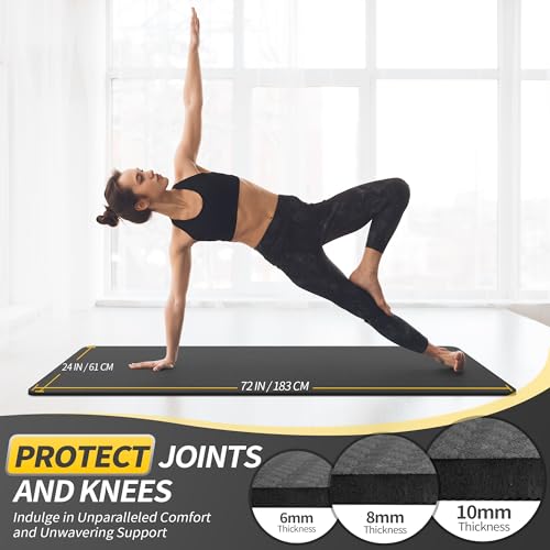 CAMBIVO Yoga Mat for Women Men Kids, 1/3 & 1/4 & 2/5 Inch Extra Thick Yoga Mat Non Slip, 72" x 24" TPE Yoga Mats, Workout ...