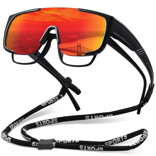 Fit Over Glasses Sunglasses for Men Polarized Sun Glasses Sports Wrap for Driving Cycling Running UV400 Protection