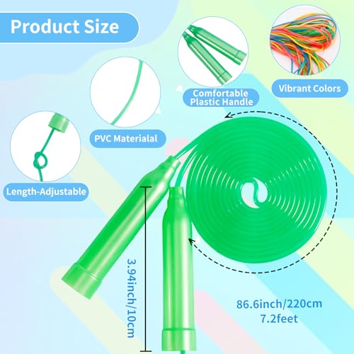 Erinnmy Kids Jump Rope,7.2 ft Colorful Outdoor Jump Ropes,Plastic Jumping Ropes,Adjustable Skipping Rope for Kids Party Fa...