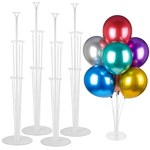 Voircoloria 4 Sets Balloon Stand Kits, Balloon Sticks Holder with Base for Table Graduation Birthday Baby Shower Gender Re...