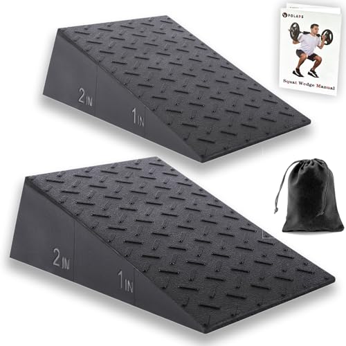 Folaps Squat Wedge with Step-by-Step Guide: 15-Degree Non-Slip Blocks for Deep Squats Lower Body Exercises - Improve Stren...