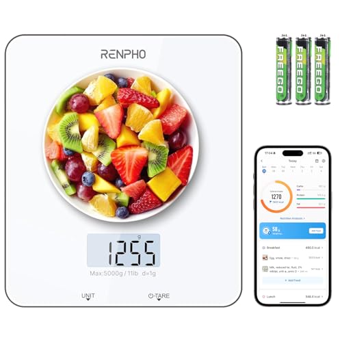 RENPHO Food Scale with Nutritional Calculator, Digital Kitchen Scale for Weight Loss, Smart Food Weight Scale with App for...